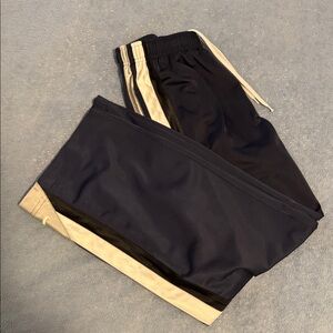 Nike Boys Navy Track Pants White Side Stripes Zipper Ankles Drawstring Waist